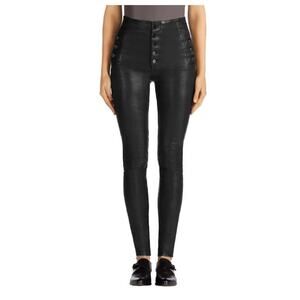 J Brand Natasha Black Leather Sky High Skinny Ankle Pants Size 25 / XS